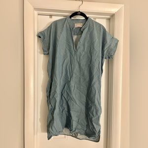 Everlane split neck jean dress